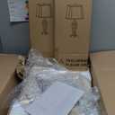 Set of 2 Rustic Table Lamps for Living Room Bedroom, Farmhouse Vintage Nightstand Lamp with 2 USB Ports, Hollow Out Resin Lamp for End Table with Nightlight, Bulbs Included (Wash White)