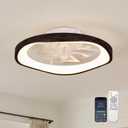 Modern Black Ceiling Fan with Lights 20" Low Profile Ceiling Fan, D20"
