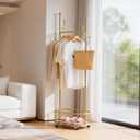 Free Standing Rolling Clothes Rack with Wheels Coat Rack - Golden, 13.78"D x 24.64"W x 7.87"H