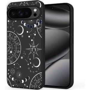Unov Case for Pixel 10 Pro/Pixel 10, Black with [Anti-Slip Embossed Pattern], Shockproof Slim Protective [Anti-Scratch TPU] Back Cover, Zodiac Galaxy Space
