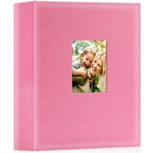 Ywlake Photo Album 4x6 400 Pockets, Leather Photo Albums Holds 400 Vertical Pictures Only Pink