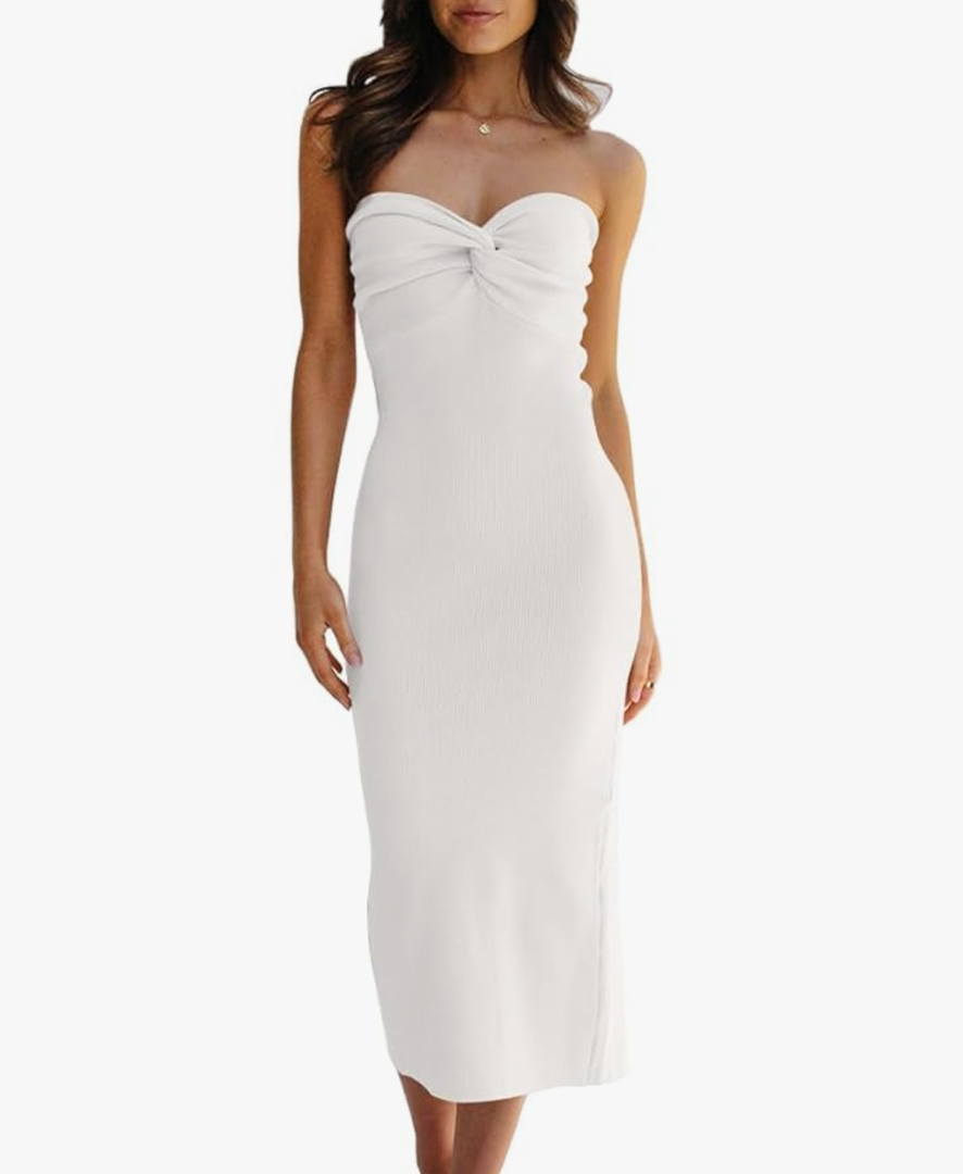 Knitted Dresses Twisted Front Bodycon Dress with Back Slit Medium