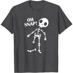 Oh Snap Broken Leg Injury Broken Bones Hospital Skeleton T-Shirt, Dark Heather Gray XL
