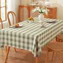 TruDelve Extra Long 120 Inch Cotton Tablecloths Green Checkered Table Cloth Washable Cloth Tablecloths for 8 Foot Rectangle Tables (Green, 120"x52", Rectangular)