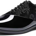 Bruno Marc Men's Dress Tuxedo Shoes Classic Patent Velvet Lace-up Formal Caden Oxford (14, Black)