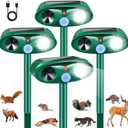 4Pack Sonic Fortress Pro Deer Repellent Devices Squirrel Rabbit Cat Raccoon Fox Deterrent Solar Ultrasonic Animal Repellent Outdoor with Motion Activated Strobe Light for Yard Lawn Garden Protection