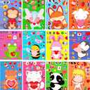 48 Sheets Valentine Stickers Crafts for Kids, Make a Face Sticker for Valentine's Day Activities Toddlers Kids Classroom Goodie Bag, DIY Valentine's Animal Stickers for Party Favors Decorations