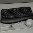 Wireless Keyboard and Mouse Combo  Ergonomic Wave Key, Built-in Leather Soft Palm Rest, 2.4G Full Size, 8 Hotkeys, 6-Button Mouse with 4-Level DPI, Dual USB-A/USB-C, Windows & macOS Compatible