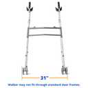 Medline Upright Walker with 5 Dual Wheels, Forearm Walker with Armrests, Height Adjustable, 300lb Weight Capacity, Height Adjustable 46-53", 31" Wide