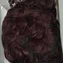 Pixie Cut Human Hair Wigs for Black Women Short Layered Curly Pixie Cut Wigs With Bangs Deep 99j Color for Daily Use Glueless Brazilian Virgin Curly Human Hair Wig (Deep 99j)