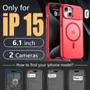 Innaght Magnetic for iPhone 15 Case with Stand,Compatible with MagSafe,Rugged,Heavy Duty,Protective case Kickstand,[Built-in Invisible Stand],Red