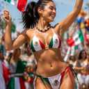 Mexico Flag Women Micro Sexy Bikini Bra Set Summer Beachwear Sexy Beach Two Pieces Bathing Suits Swimwear (L)