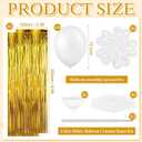 Gejoy 2 Set White and Gold Graduation Decorations Graduation Balloon Column Stand Kit with 50 Balloons 2 Gold Foil Fringe Backdrop Curtains 2 Adjustable Tower Stand with Base for 2026 Grad Party Decor