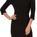 Adrianna Papell Women's Rolled Neck Crepe Midi Dress, Black, 14