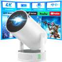 Mini Projector, Projector with Wifi and Bluetooth Built-in Battery 4K Portable Projector for Outdoor Bedroom, Smart Projectors 1080P Compatible with iphone/TV Stick/HDMI/Laptop (pure white)