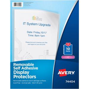 Avery Self-Adhesive Wall and Door Communication Display Protectors, 10 Clear Sleeves (74404)