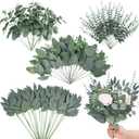 150 Pcs 4 Kinds Mixed Artificial Eucalyptus Leaves Stems Bulk Fake Silver Dollar Eucalyptus Bundle Faux Plants Greenery for DIY Bouquets Floral Arrangement Wedding Engagement Party Decor