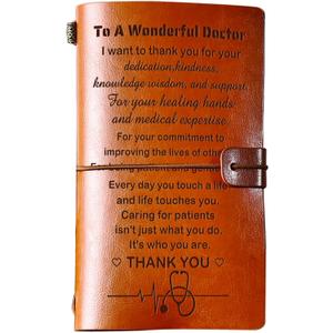 KAAYEE Doctor Gifts, To Doctor Leather Journal -140 Page Keepsake Notebook Gift, Refillable Travel Journal Diary Sketch Book Writing Journals Christmas Birthday Gifts for Doctors (brown)