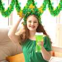33FT Glitter St.Patrick's Day Tinsel Garland Decorations Green & Gold Shamrock Clover Metallic Twist Shamrock Garland for Irish Festival Party Tree Mantle Office Parade Floats Ornaments