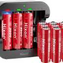 Hixon Rechargeable Lithium AA Batteries,12Pack 1.5V Li-ion Batteries with 2H Fast Charger,3500mWh High-Capacity Long-Lasting Constant Output for Xbox/VR,Blink,Smart Lock,etc. (Black USB Charger with 12 Batteries)
