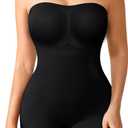 Irisnaya Strapless Shapewear for Women Tummy Control Slimming Shapewear Bodysuit Full Body Shaper with Removable Straps (Large, Black)