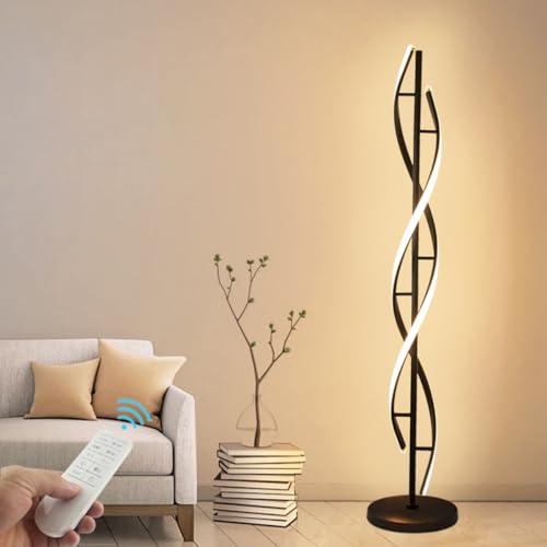 BESKETIE Spiral LED Floor Lamp, 40W Dimmable Modern Floor Lamps for Living Room with Remote Control, Stepless Adjustable Colors & Brightness Standing Lamp Reading Corner Floor Lamp for Bedroom - Black