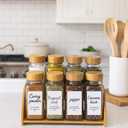 8Oz 8Pcs Glass Spice Jars with Label, Seasoning Containers, Spice Containers with Bamboo Lids & Pen, Empty Spice Bottles for Salt, Herbs, Sugar, Pepper (Natural Wood Color)