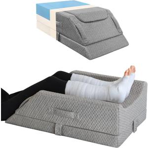 Adjustable Leg Elevation Pillows for Swelling After Surgery, Cooling Memory Foam Leg Wedge Pillow for Blood Circulation, Wedge Pillow for Sleeping, Sciatica Back Knee Hip Ankles Pain Relief, Double Leg