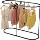 Round Clothes Rack - Commercial Oval Iron Clothes Rack, Free Standing, Suitable For Bedroom & Boutique Store Display (Black, 47.2 * 19.6 * 55.1INCHES)