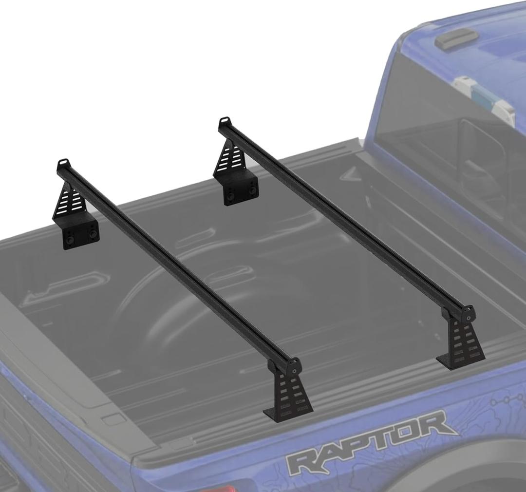 Adjustable 65.4Truck Bed Rack Cross Bars2-Pack for Mid-Size Trucks with Soft Roll-Up, Hard Rolling,Tri-Fold, Retract Hard Tonneau Covers|Aluminum Cross Bars|Compatible with Kayak Racks, Bike Racks (SHORT PATTERN 65.4)