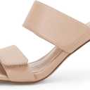 Ermonn Mules For Women With Heels Stiletto Square Toe Heeled Sandals Two Adjustable Strap Faux Leather Slip On Slippers