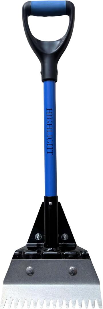 HIGHLIGHT 28.5 Inch Heavy-Duty Short Handle Roof Shingle Removal Shovel, Carbon Steel Shingle Ripper with Nail Puller Non-Slip D-Handle Fiberglass Handle for Roofing Tear-Off