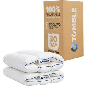 TUMBLE 6-Chamber Adjustable Bed Pillow | Back, Side & Stomach Sleepers | Cooling Cover | Memory Foam & Gel Fiber Fill| CertiPUR/Oeko-Tex | Standard Queen 2 Pack
