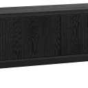Henn&Hart Fluted TV Stand for TVs up to 85" with 2 Open-Concept Ribbed Storage Cabinets for Living Room, Family Room, or Office, Black