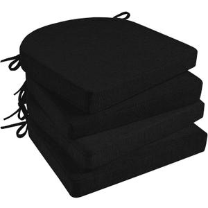 Basic Beyond Chair Cushions for Dining Chairs with Ties and Removable Cover, 2" Thick Seat Cushions for Kitchen Chairs, Set of 4, 17" x 16", Black
