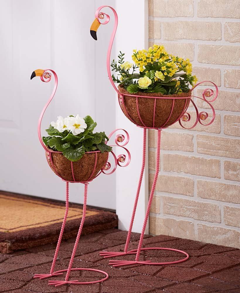 Sets of 2 Bird Planters Flamingos