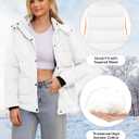 WULFUL Women's Winter Coats Lightweight Warm Thicken Puffer Jacket Waterproof Quilted Winter Jackets with Removable Hood (Large, White)