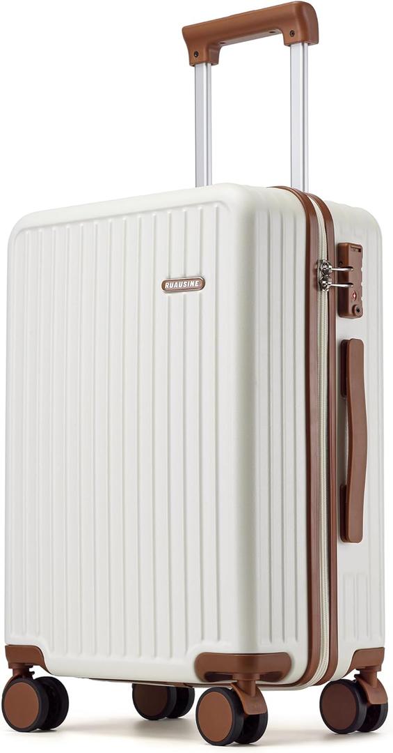 Carry on Luggage Airline Approved, Hardside Carry-on Suitcase with Spinner Wheels, Hard Shell Lightweight Small Travel Luggage with TSA Lock (White) (20 IN)