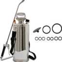 2 Gallon Stainless Steel Sprayer Hand Pump Sprayer with Pressure Gauge Safety Valve Adjustable Nozzle for Gardening Lawn and Cleaning