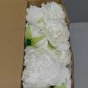 Thiccywoov 100 Pcs Flowers Long Stem Artificial Rose, 3.2 Inches Silk Rose Head Flowers Fake for Wedding Bridal Bouquet Independence Day Home Floral DIY Centerpieces Party Decoration (White)