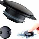 Black Tub Drain Stopper,Welsan Universal Pop Up Bathtub Stopper Replacement Tip Toe, Lift and Turn with 2-Hole Overflow Face Plate Cover and EZ Bath Tub Plug Stopper (Matte Black)