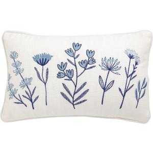 Mud Pie Lumbar Crewel Floral Pillow (11" x 18")