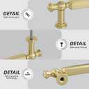 Goldenwarm 25 Pack 5 Inch Gold Cabinet Handles Brushed Gold Cabinet Pulls Brushed Brass Drawer Pulls Zinc Alloy Drawer Handles for Bathroom Cupboard Bedroom, 128mm Hole Centers