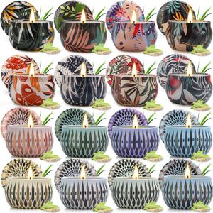 16 Pack Citronella Candles Outdoor, 320 Hours Long Lasting Scented Citronella Candles Set with Fresh Citronella Oil and Portable Natural Soy Wax for Camping, Garden, Patio, Yard, Balcony