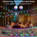 Smart Outdoor String Lights 65.6Ft, RGB IC Color Changing LED Patio Light IP67 Waterproof with 26 G40 Bulbs, Remote, App Control, Timer, Music Sync 5V Outdoor Hanging Lights for Garden Party Christmas