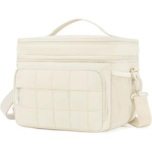Puffer Cooler Bag 32 Cans Insulated Soft Sided Cooler Double Deck Collapsible Lunch Box for Picnic, Beach, Hiking, Camping, Work, Travel