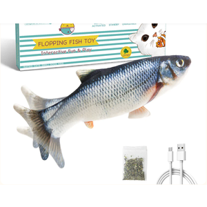 Potaroma Cat Toys Flopping Fish with Catnip, Moving Kitten Kicker, Floppy Wiggle Carp for Small Dogs, Interactive Motion Kitty Exercise, 10.5 Inches