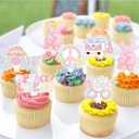 2 x Ercadio 36 Pack Hippie Party Cupcake Toppers Glitter Peace Sign Cupcake Picks Peace and Love Dove Rainbow Cupcake Toppers for 60s Hippie Retro Theme Party Cake Decoration Supplies