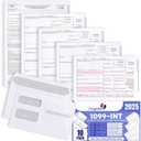 1099 INT Interest Tax Forms Set 4 Part 10 Pack for 2025 And Self-Seal envelopes. Kit For 10 Vendors, Laser Forms Designed for QuickBooks and Accounting Software
