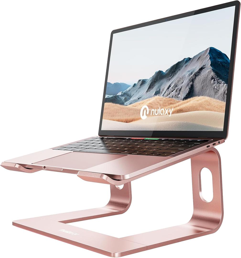 Nulaxy Laptop Stand, Ergonomic Aluminum Laptop Computer Stand, Detachable Laptop Riser Notebook Holder Stand Compatible with MacBook Air Pro, Dell XPS, HP, Lenovo More 10-16 Laptops - Rose Gold
